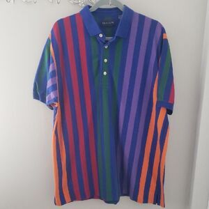 GANT Shirt Men's XLT Multicolor Rainbow Vertical Striped Polo Vintage